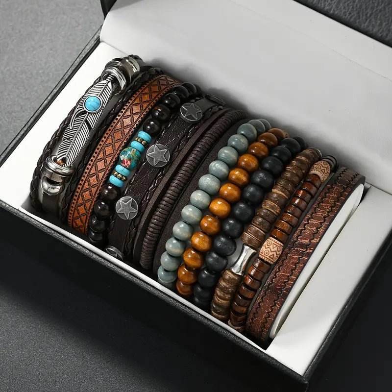 Turquoise Synthetic Cubic Synthetic Stone Bracelet Set 11 PCS - MUVAYA