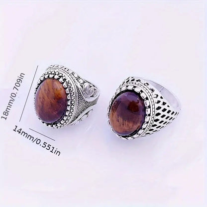 Unisex Gemstone Natural Stone Tiger Eye Ring - MUVAYA
